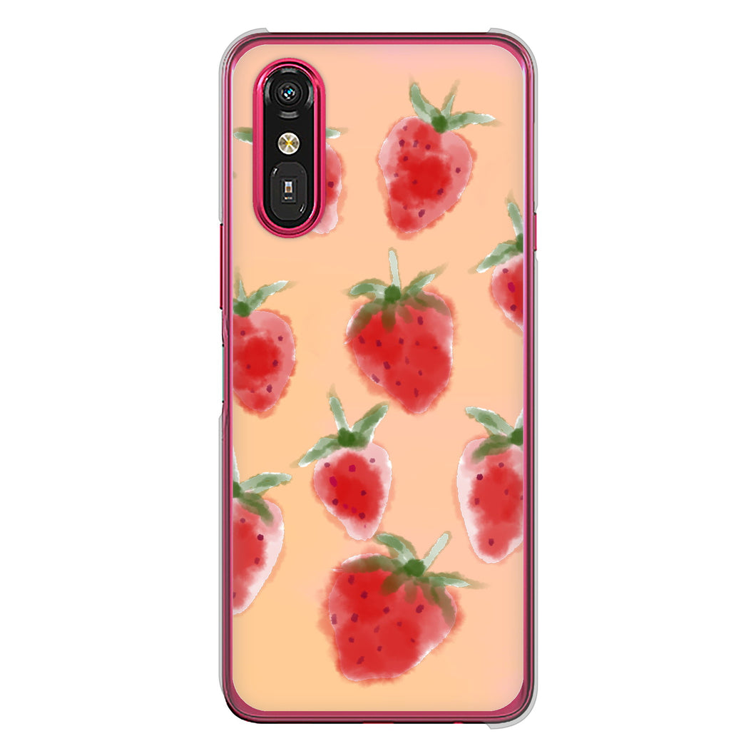 らくらくスマートフォン a A401FC Y!mobile 高画質仕上げ 背面印刷 ハードケースイチゴ 水彩