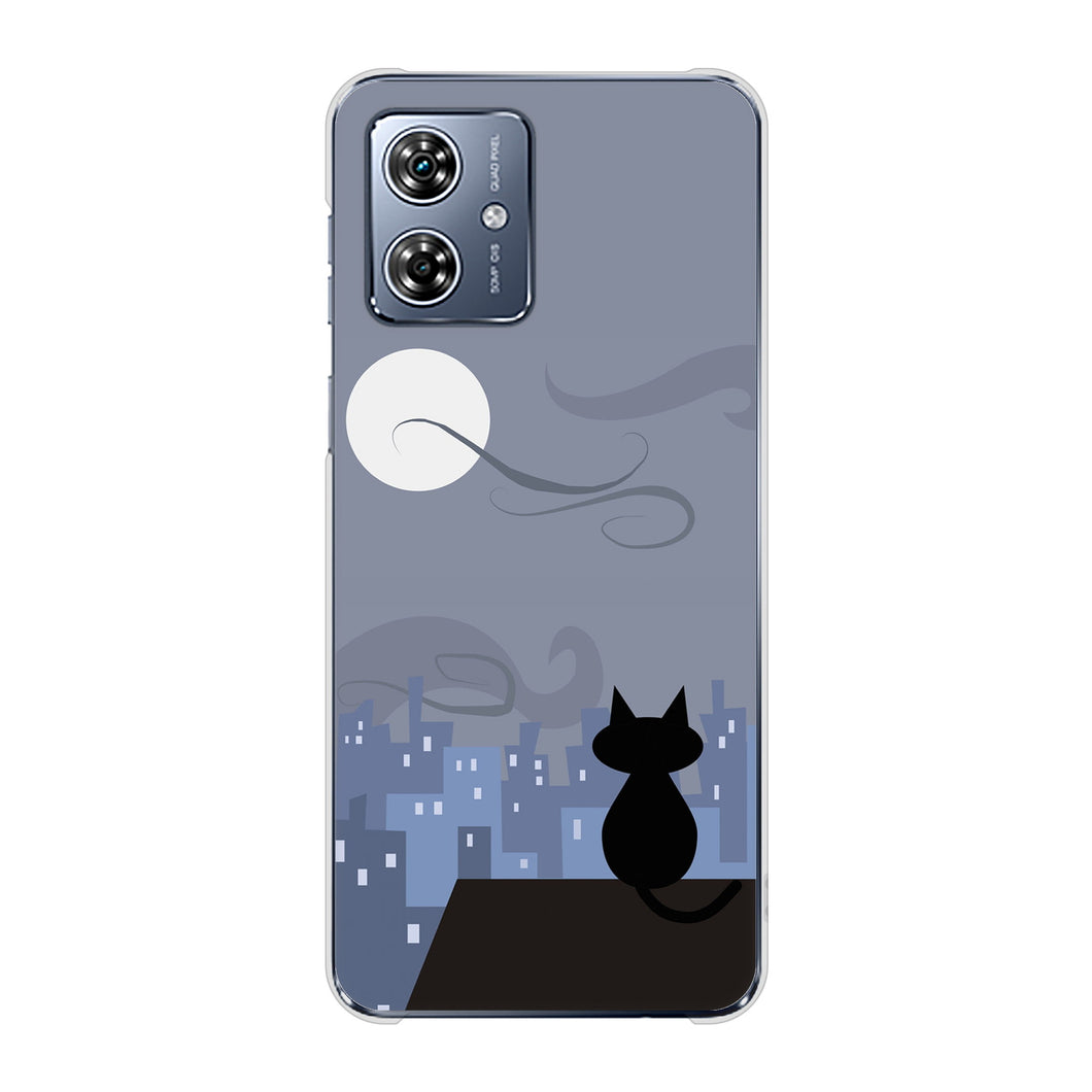 moto g64y 5G A401MO Y!mobile 高画質仕上げ 背面印刷 ハードケース夜とネコ
