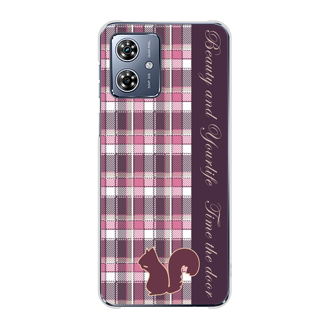 moto g64y 5G A401MO Y!mobile 高画質仕上げ 背面印刷 ハードケースピンクチェック