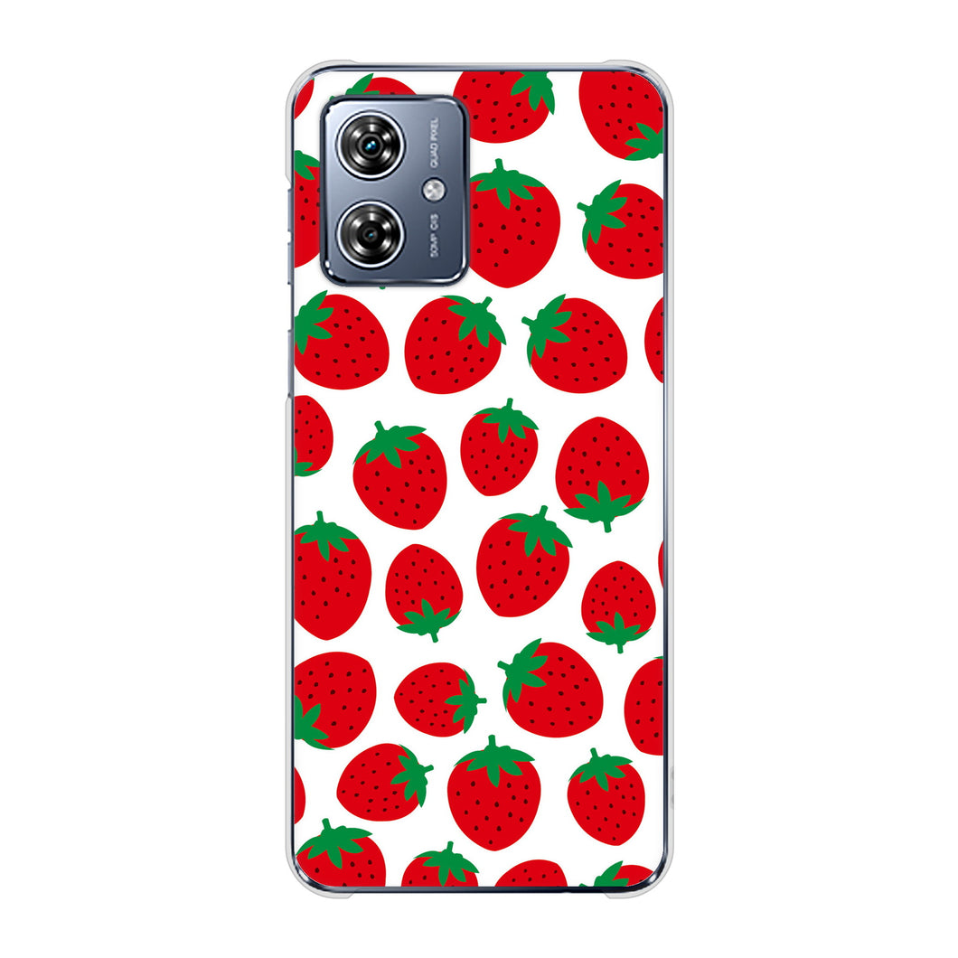 moto g64y 5G A401MO Y!mobile 高画質仕上げ 背面印刷 ハードケース小さいイチゴ模様