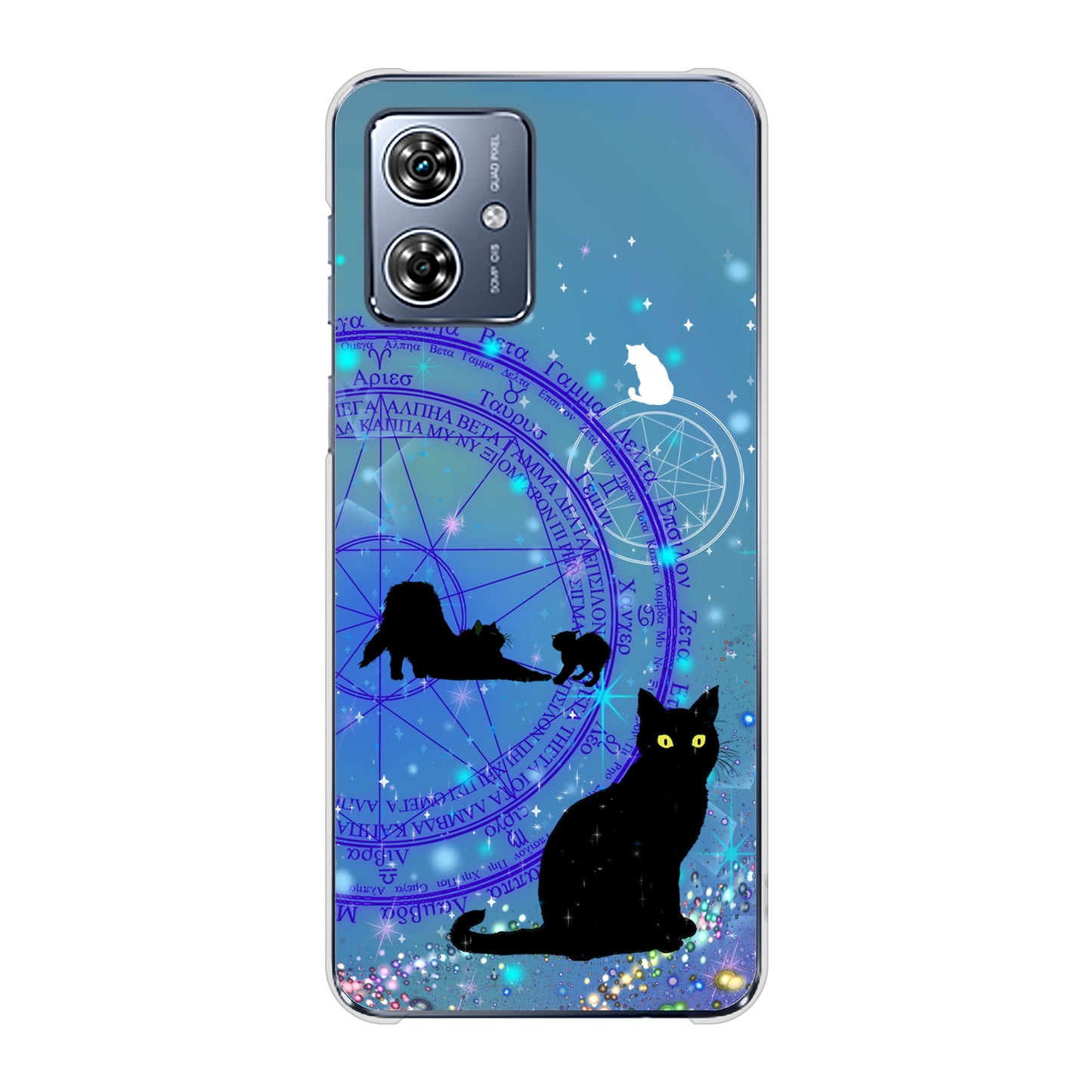 moto g64y 5G A401MO Y!mobile 高画質仕上げ 背面印刷 ハードケース魔法陣猫
