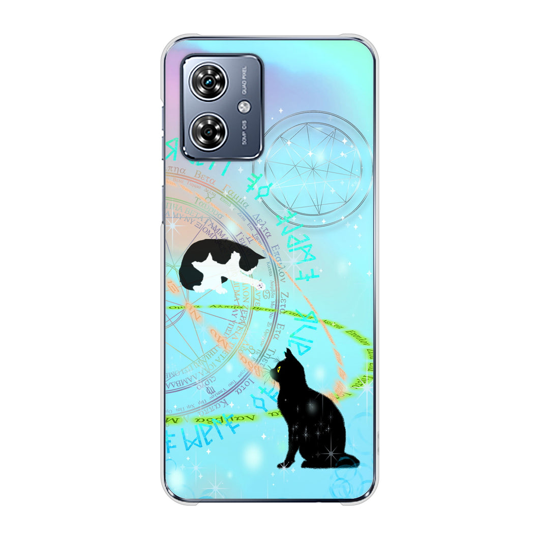 moto g64y 5G A401MO Y!mobile 高画質仕上げ 背面印刷 ハードケース魔法陣猫