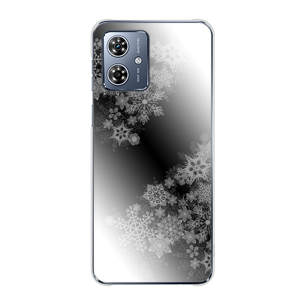 moto g64y 5G A401MO Y!mobile 高画質仕上げ 背面印刷 ハードケース 【YJ340 モノトーン 雪の結晶 】