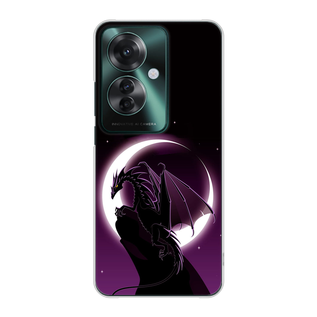 OPPO Reno11 A A401OP Y!mobile 高画質仕上げ 背面印刷 ハードケース 【037 三日月とドラゴン】