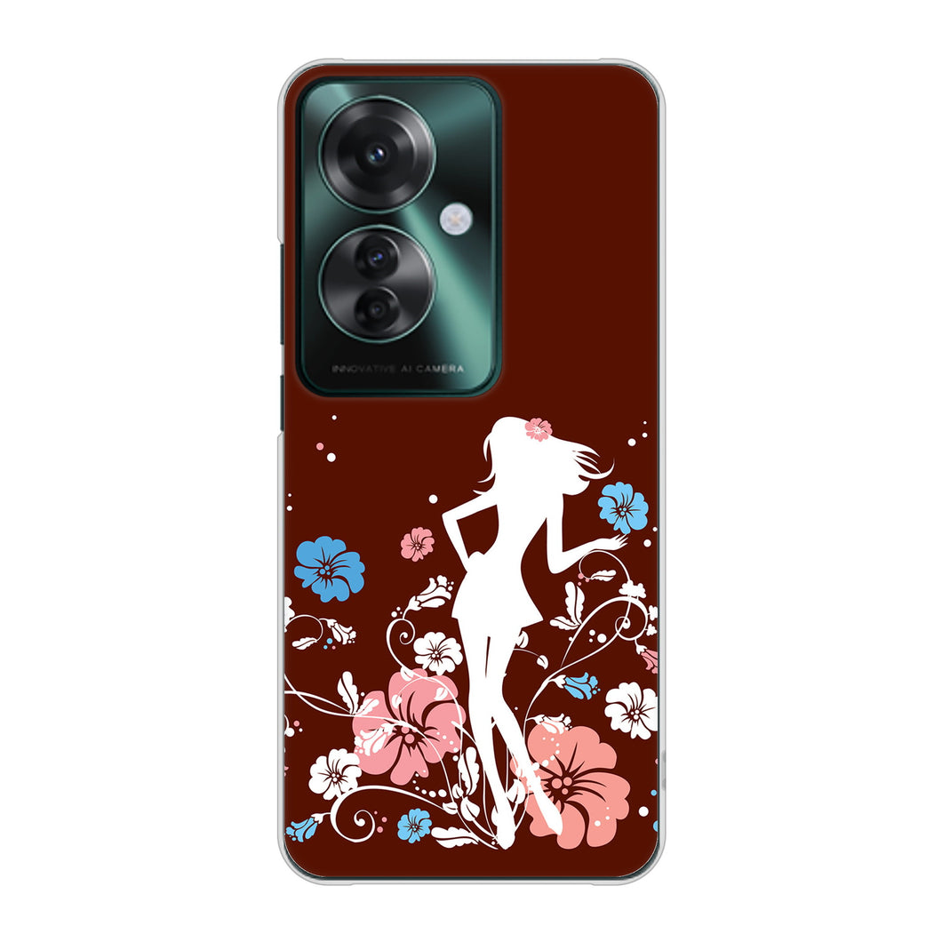 OPPO Reno11 A A401OP Y!mobile 高画質仕上げ 背面印刷 ハードケース 【110 ハイビスカスと少女】