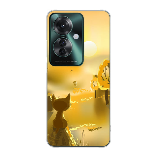 OPPO Reno11 A A401OP Y!mobile 高画質仕上げ 背面印刷 ハードケース 【400 たそがれの猫】