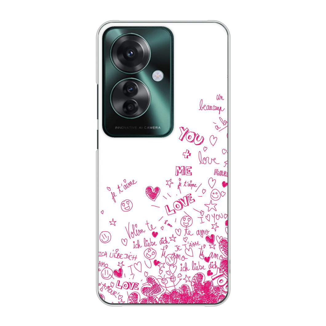 OPPO Reno11 A A401OP Y!mobile 高画質仕上げ 背面印刷 ハードケースプリティハート