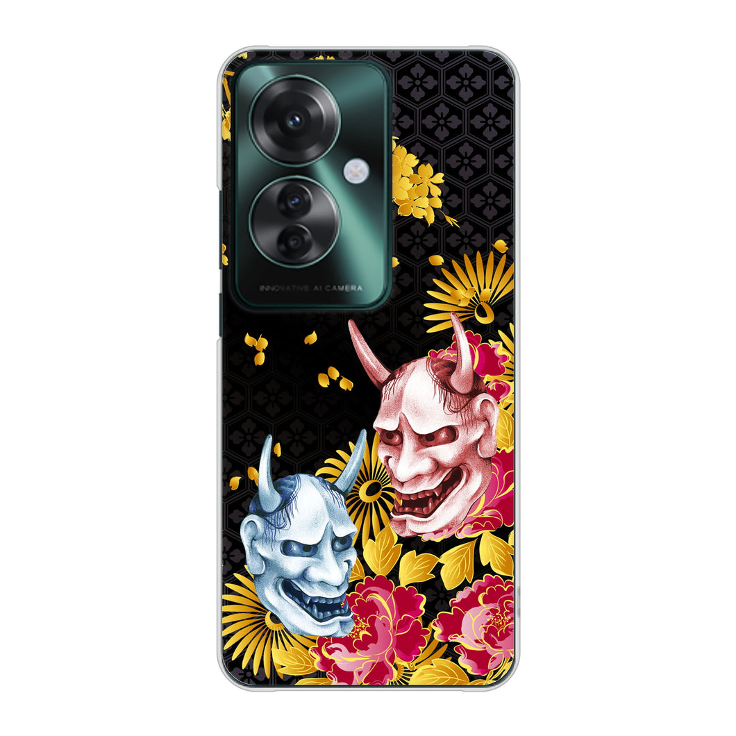 OPPO Reno11 A A401OP Y!mobile 高画質仕上げ 背面印刷 ハードケース 【1024 般若と牡丹2】