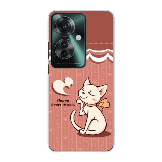 OPPO Reno11 A A401OP Y!mobile 高画質仕上げ 背面印刷 ハードケース 【1102 ネコの投げキッス】