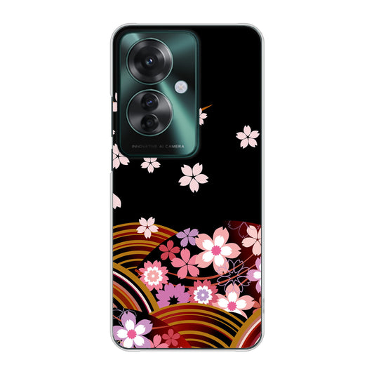 OPPO Reno11 A A401OP Y!mobile 高画質仕上げ 背面印刷 ハードケース 【1237 和柄&筆文字・夜桜の宴】