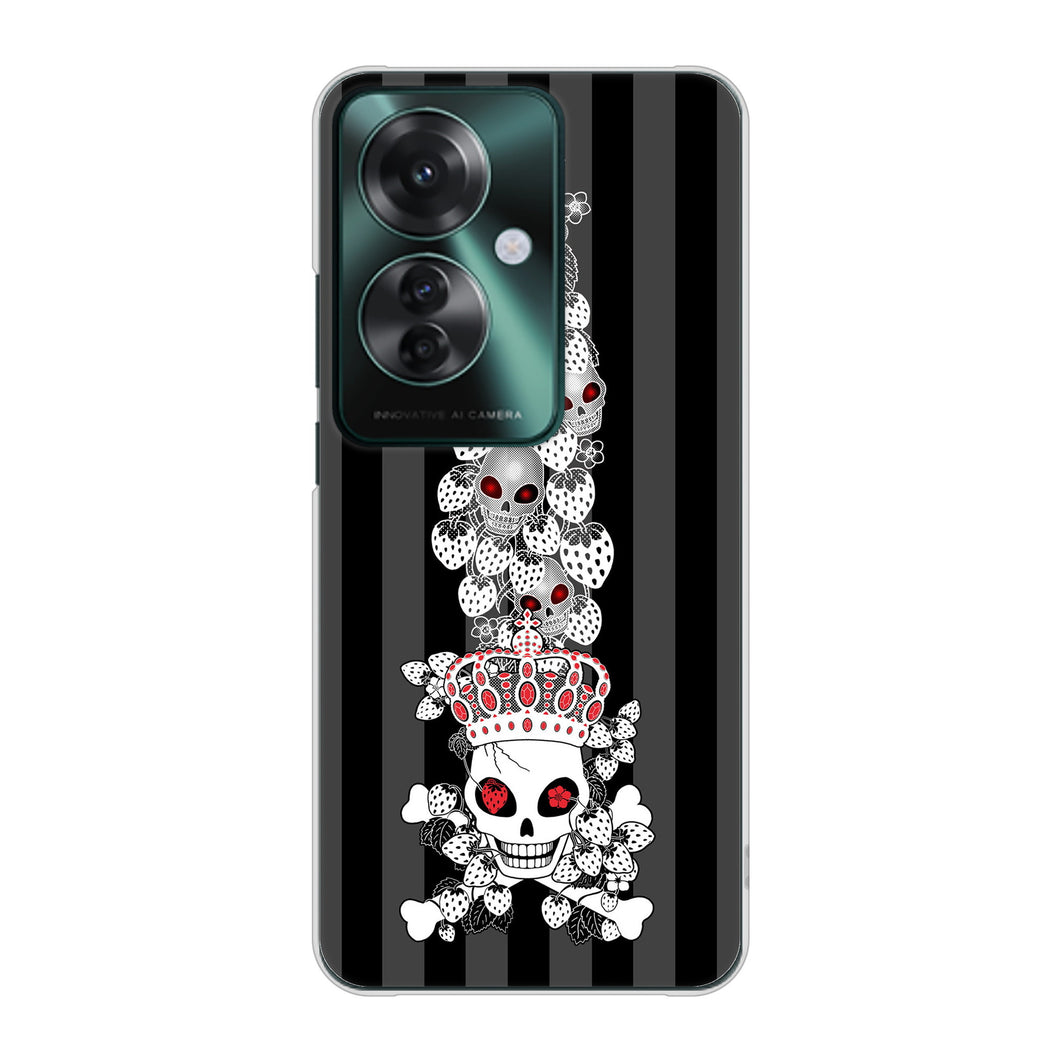 OPPO Reno11 A A401OP Y!mobile 高画質仕上げ 背面印刷 ハードケースむかいあぐる 苺骸骨王冠蔦