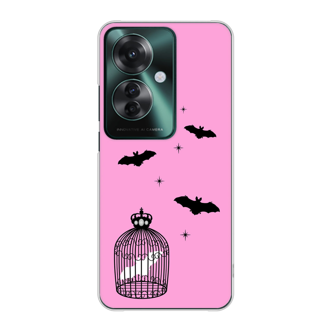 OPPO Reno11 A A401OP Y!mobile 高画質仕上げ 背面印刷 ハードケースむかいあぐる こうもりの王冠鳥かご