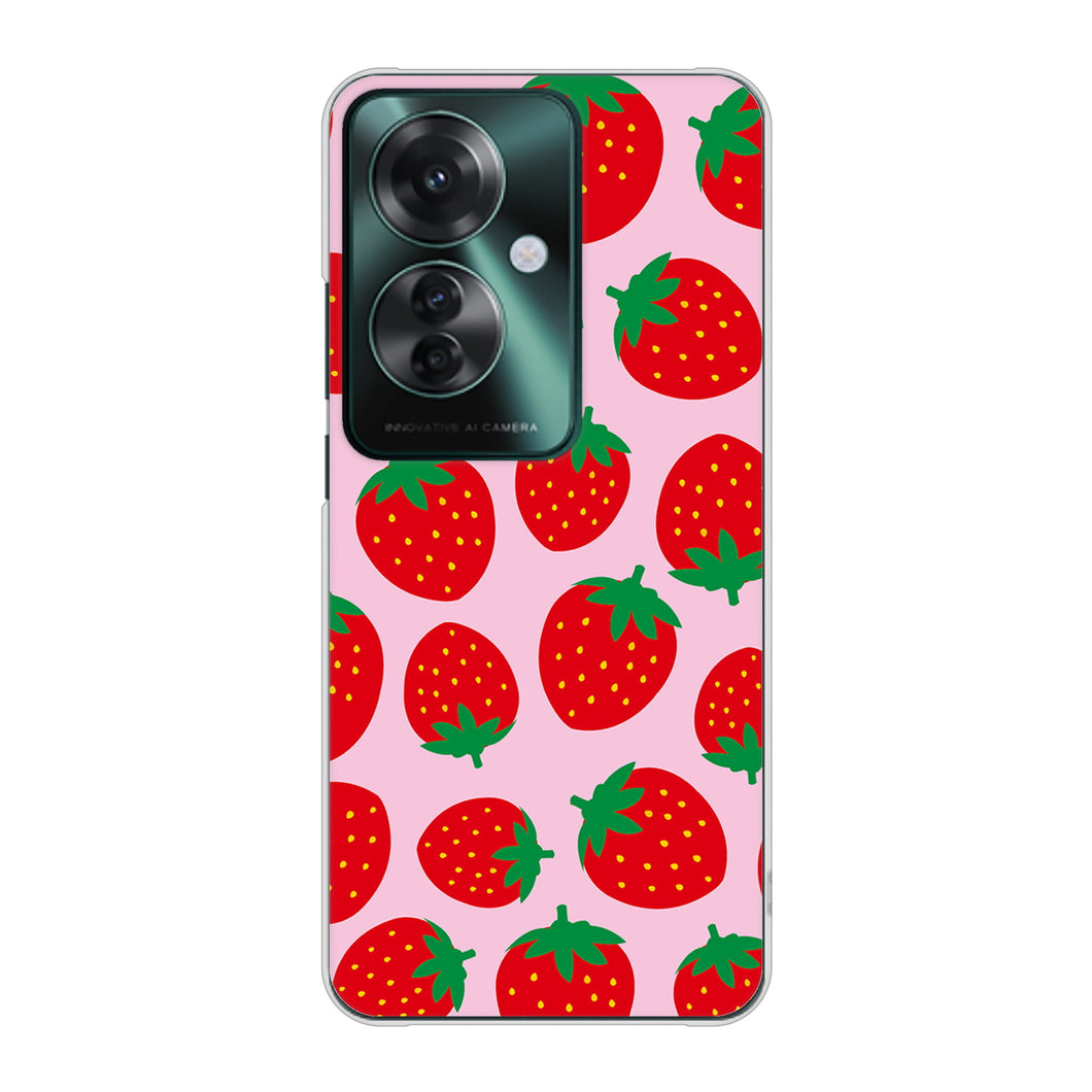 OPPO Reno11 A A401OP Y!mobile 高画質仕上げ 背面印刷 ハードケース小さいイチゴ模様