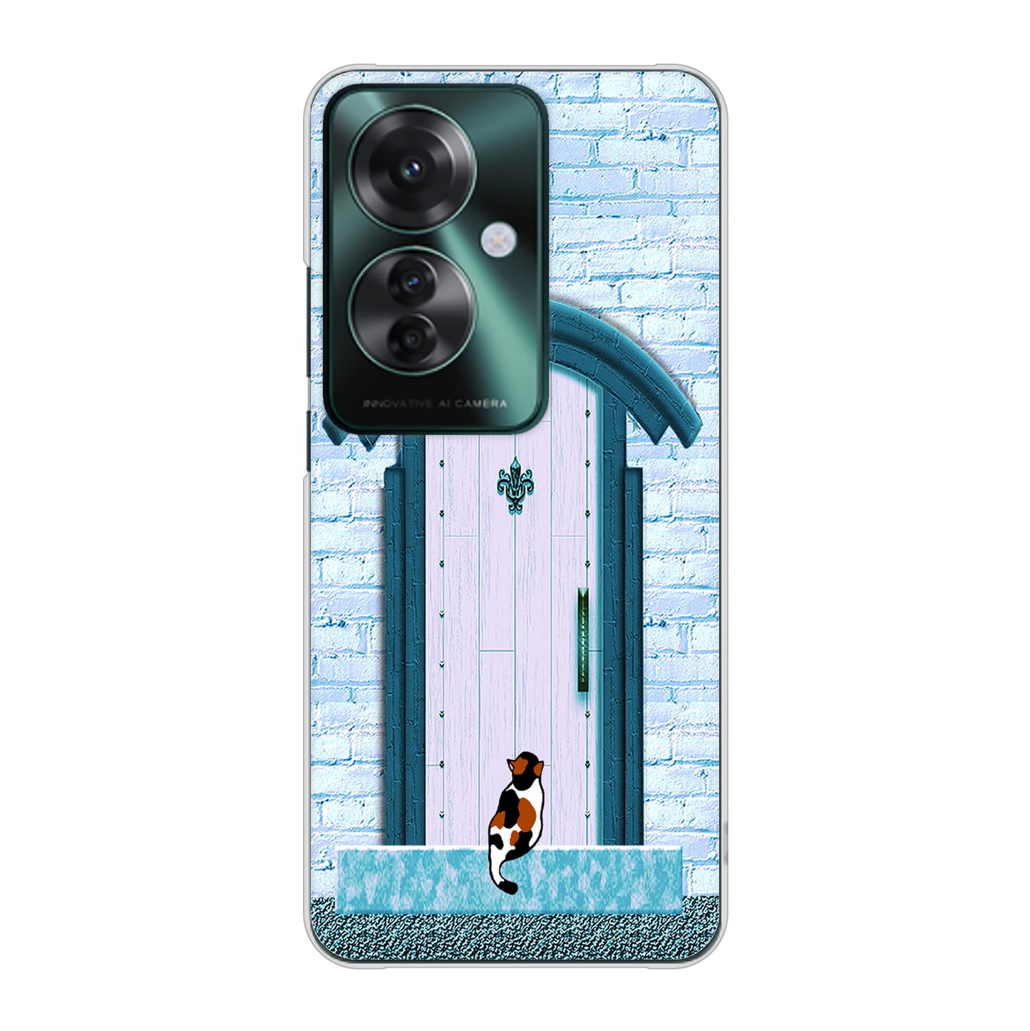 OPPO Reno11 A A401OP Y!mobile 高画質仕上げ 背面印刷 ハードケース猫とドア