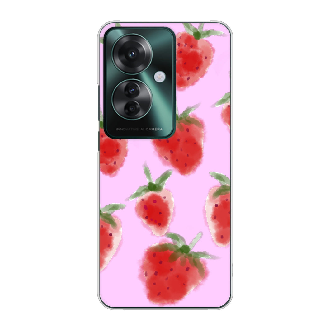 OPPO Reno11 A A401OP Y!mobile 高画質仕上げ 背面印刷 ハードケースイチゴ 水彩