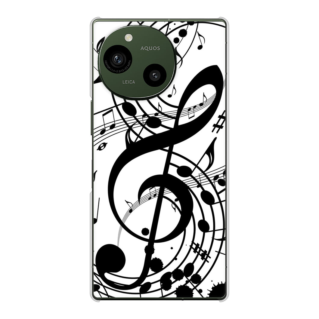 AQUOS R9 A401SH SoftBank 高画質仕上げ 背面印刷 ハードケース音符