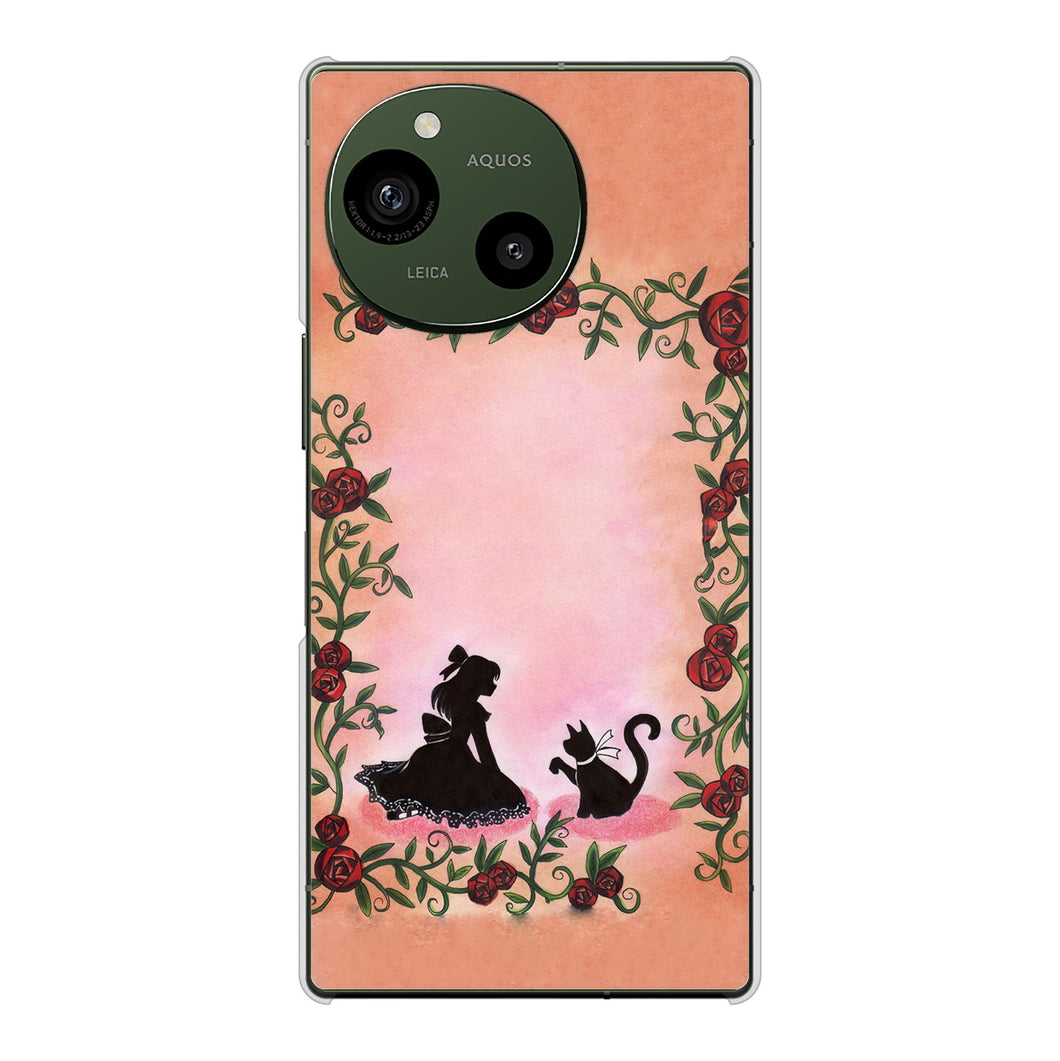 AQUOS R9 A401SH SoftBank 高画質仕上げ 背面印刷 ハードケースお姫様とネコ