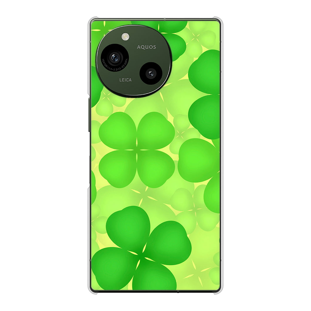 AQUOS R9 A401SH SoftBank 高画質仕上げ 背面印刷 ハードケース 【1297 四つ葉のクローバー】