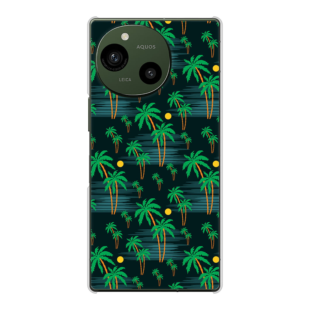 AQUOS R9 A401SH SoftBank 高画質仕上げ 背面印刷 ハードケース 【1315 月夜とヤシ】