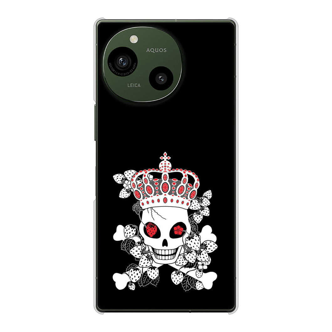 AQUOS R9 A401SH SoftBank 高画質仕上げ 背面印刷 ハードケースむかいあぐる 苺骸骨王冠蔦