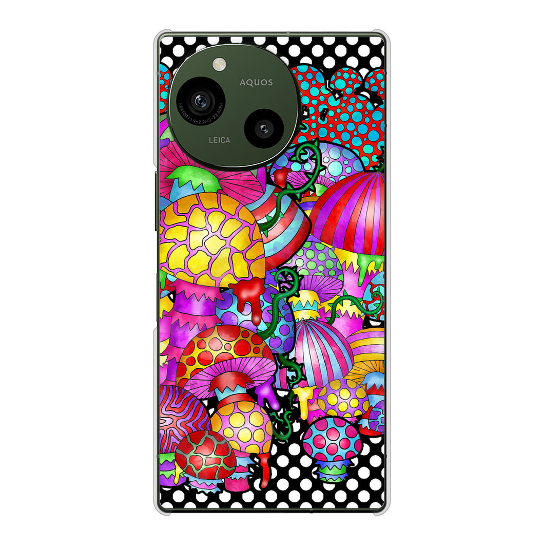 AQUOS R9 A401SH SoftBank 高画質仕上げ 背面印刷 ハードケースむかいあぐる きのこ