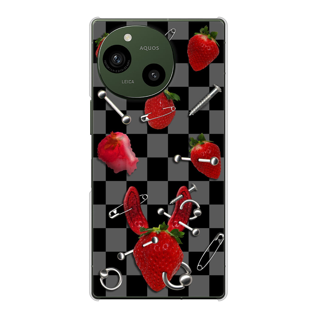 AQUOS R9 A401SH SoftBank 高画質仕上げ 背面印刷 ハードケースむかいあぐる 苺パンク