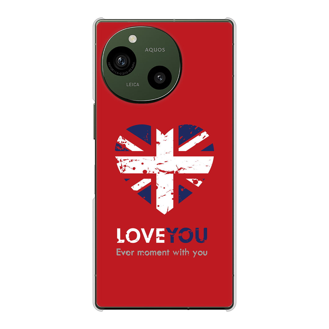AQUOS R9 A401SH SoftBank 高画質仕上げ 背面印刷 ハードケースユニオンジャックハート