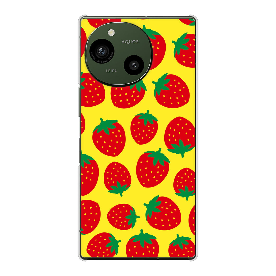 AQUOS R9 A401SH SoftBank 高画質仕上げ 背面印刷 ハードケース小さいイチゴ模様