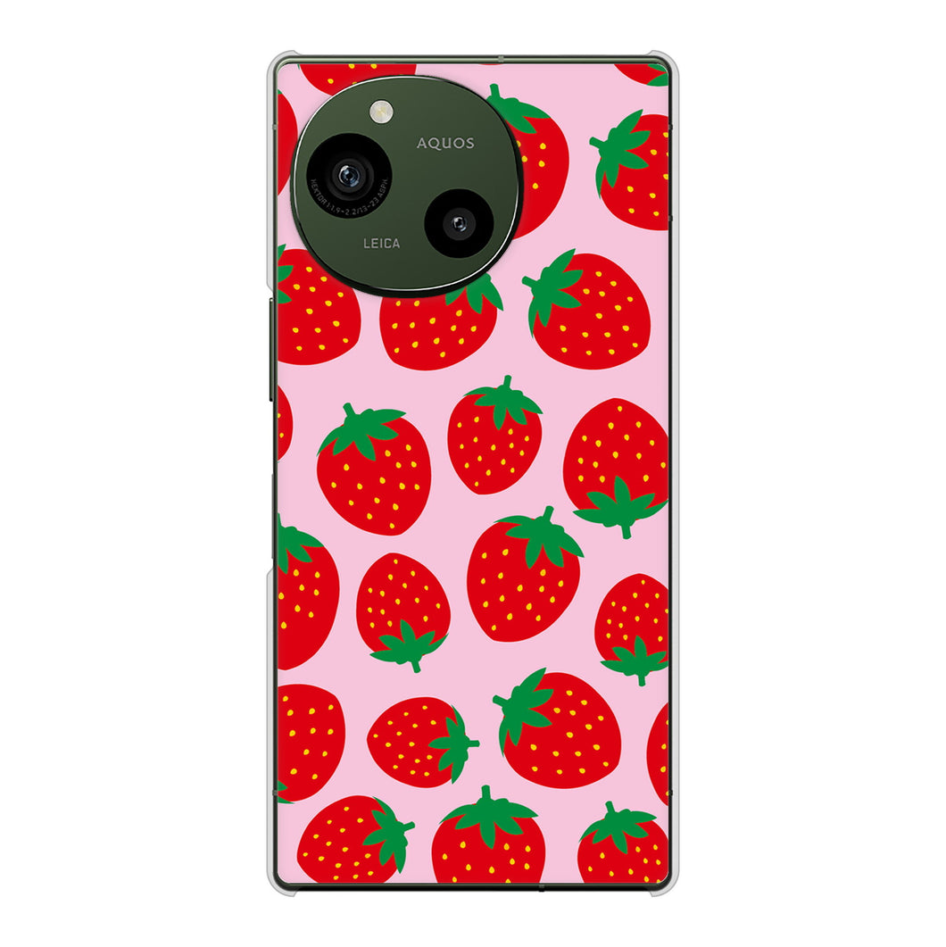 AQUOS R9 A401SH SoftBank 高画質仕上げ 背面印刷 ハードケース小さいイチゴ模様