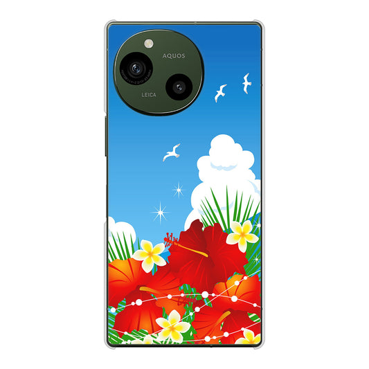 AQUOS R9 A401SH SoftBank 高画質仕上げ 背面印刷 ハードケース 【VA821 ハイビスカスと青空】