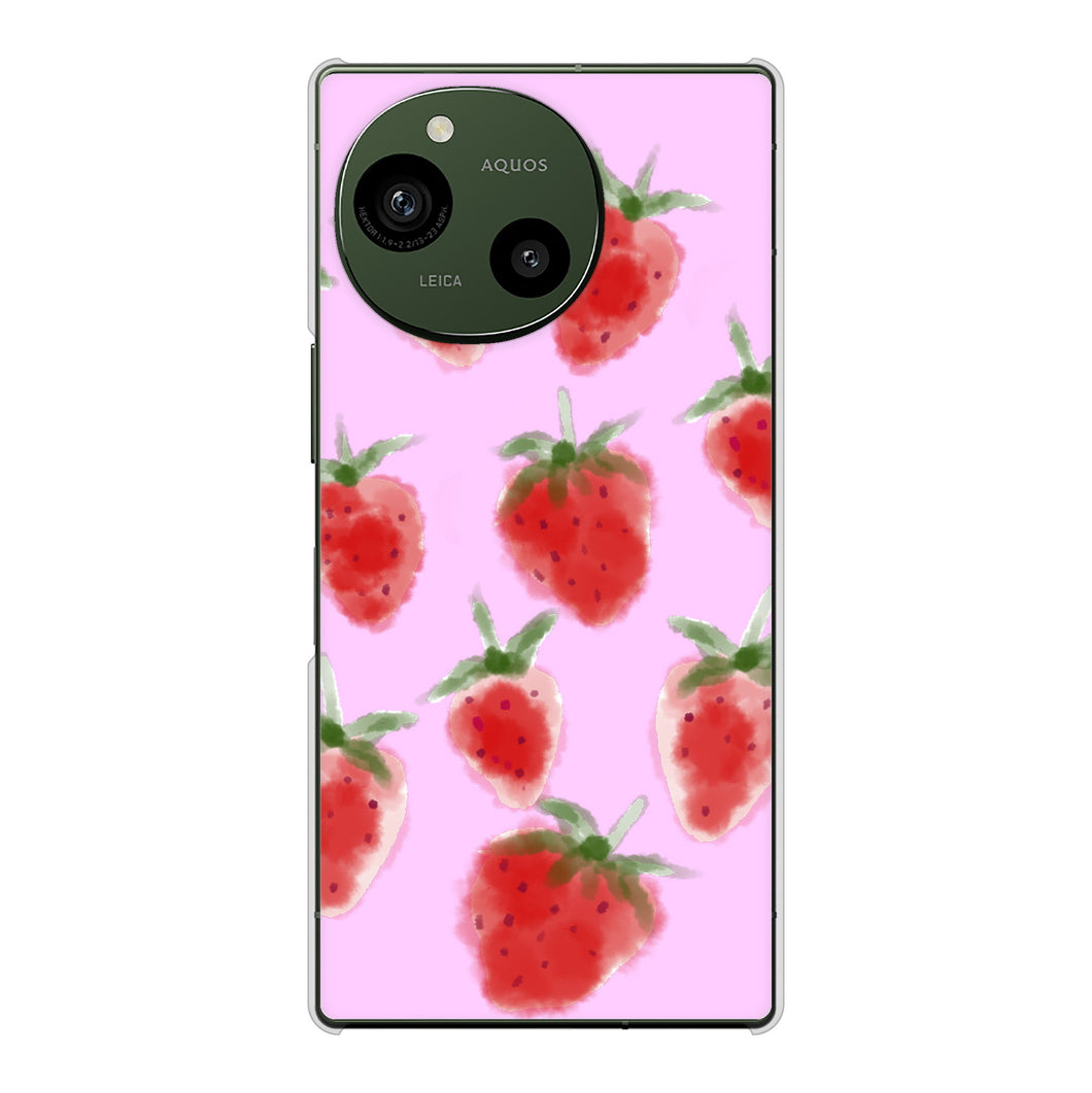 AQUOS R9 A401SH SoftBank 高画質仕上げ 背面印刷 ハードケースイチゴ 水彩