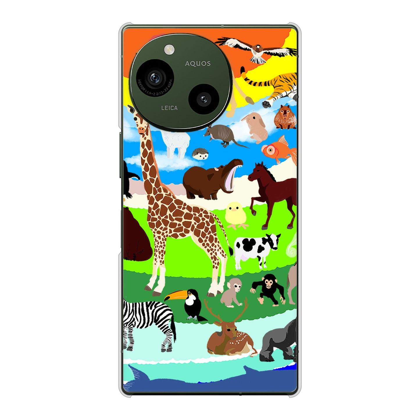 AQUOS R9 A401SH SoftBank 高画質仕上げ 背面印刷 ハードケース 【YJ201 アニマルプラネット】