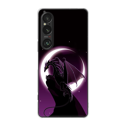 Xperia 1 VI A401SO SoftBank 高画質仕上げ 背面印刷 ハードケース 【037 三日月とドラゴン】