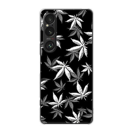 Xperia 1 VI A401SO SoftBank 高画質仕上げ 背面印刷 ハードケース 【064 モノトーン大麻ブラック】