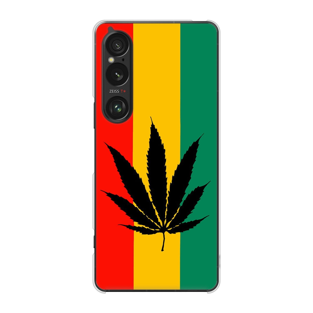 Xperia 1 VI A401SO SoftBank 高画質仕上げ 背面印刷 ハードケース 【083 大麻ラスタカラー】