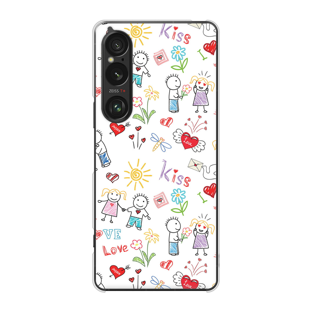 Xperia 1 VI A401SO SoftBank 高画質仕上げ 背面印刷 ハードケースカップル&ファミリー
