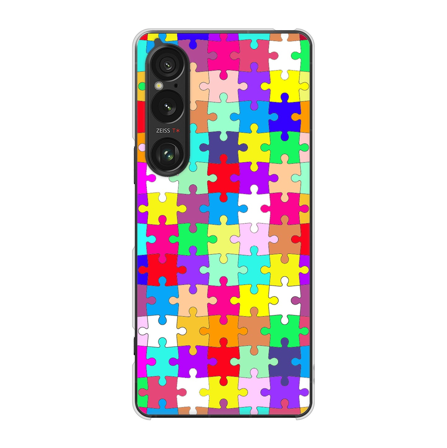 Xperia 1 VI A401SO SoftBank 高画質仕上げ 背面印刷 ハードケース 【727 カラフルパズル】
