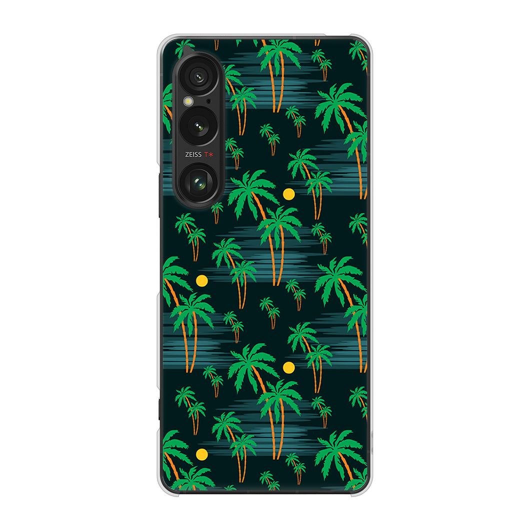 Xperia 1 VI A401SO SoftBank 高画質仕上げ 背面印刷 ハードケース 【1315 月夜とヤシ】