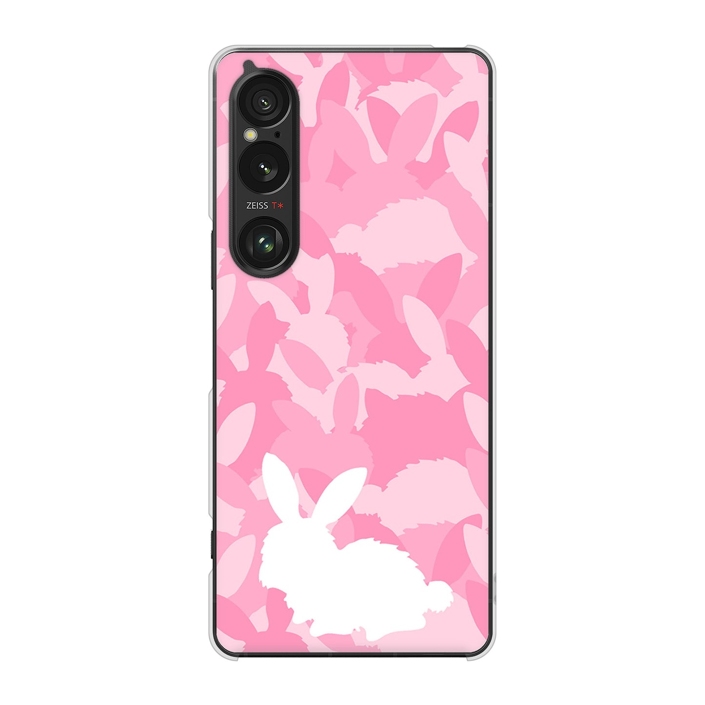Xperia 1 VI A401SO SoftBank 高画質仕上げ 背面印刷 ハードケースむかいあぐる うさぎ迷彩風