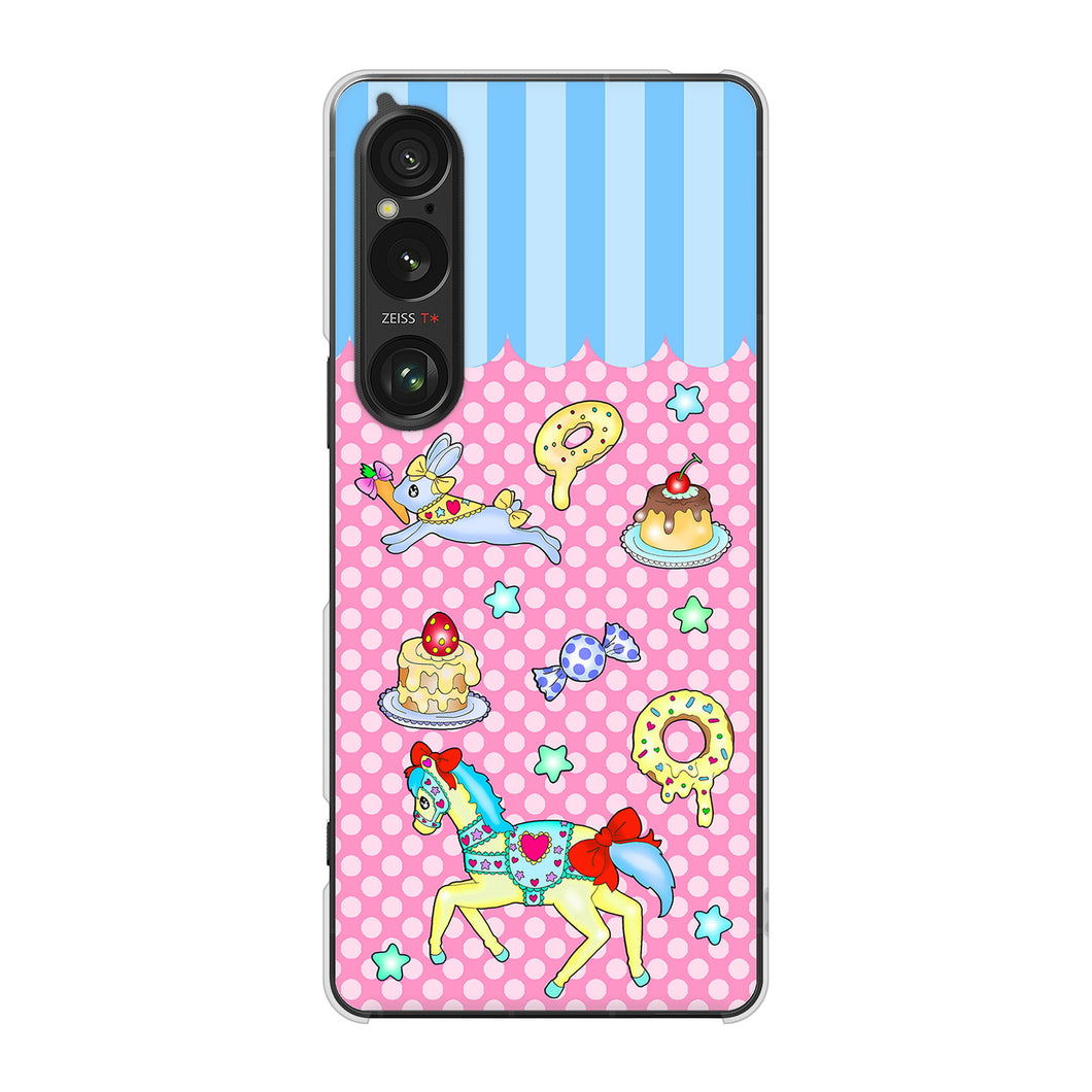 Xperia 1 VI A401SO SoftBank 高画質仕上げ 背面印刷 ハードケースむかいあぐる メリーゴーランド