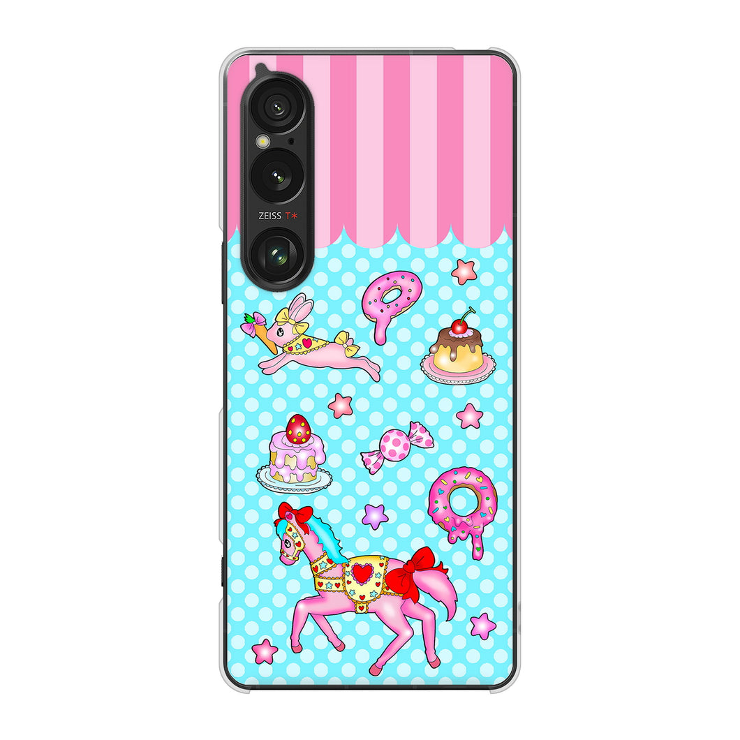 Xperia 1 VI A401SO SoftBank 高画質仕上げ 背面印刷 ハードケースむかいあぐる メリーゴーランド