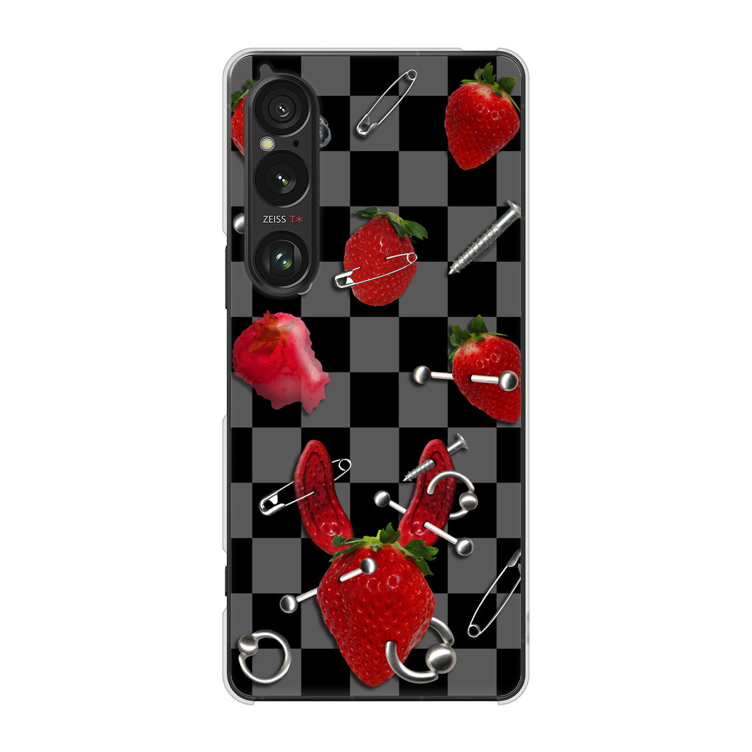 Xperia 1 VI A401SO SoftBank 高画質仕上げ 背面印刷 ハードケースむかいあぐる 苺パンク