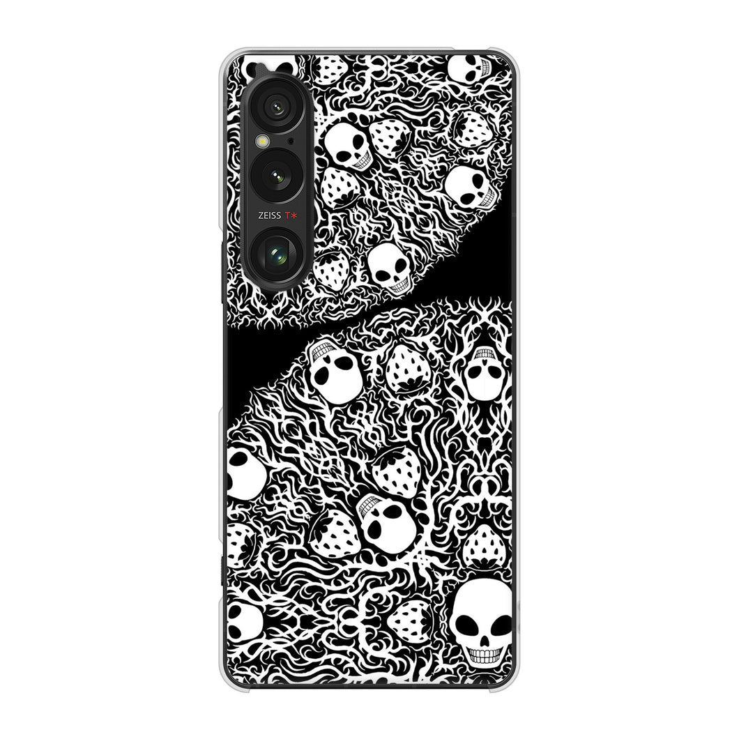 Xperia 1 VI A401SO SoftBank 高画質仕上げ 背面印刷 ハードケースむかいあぐる 苺骸骨曼荼羅