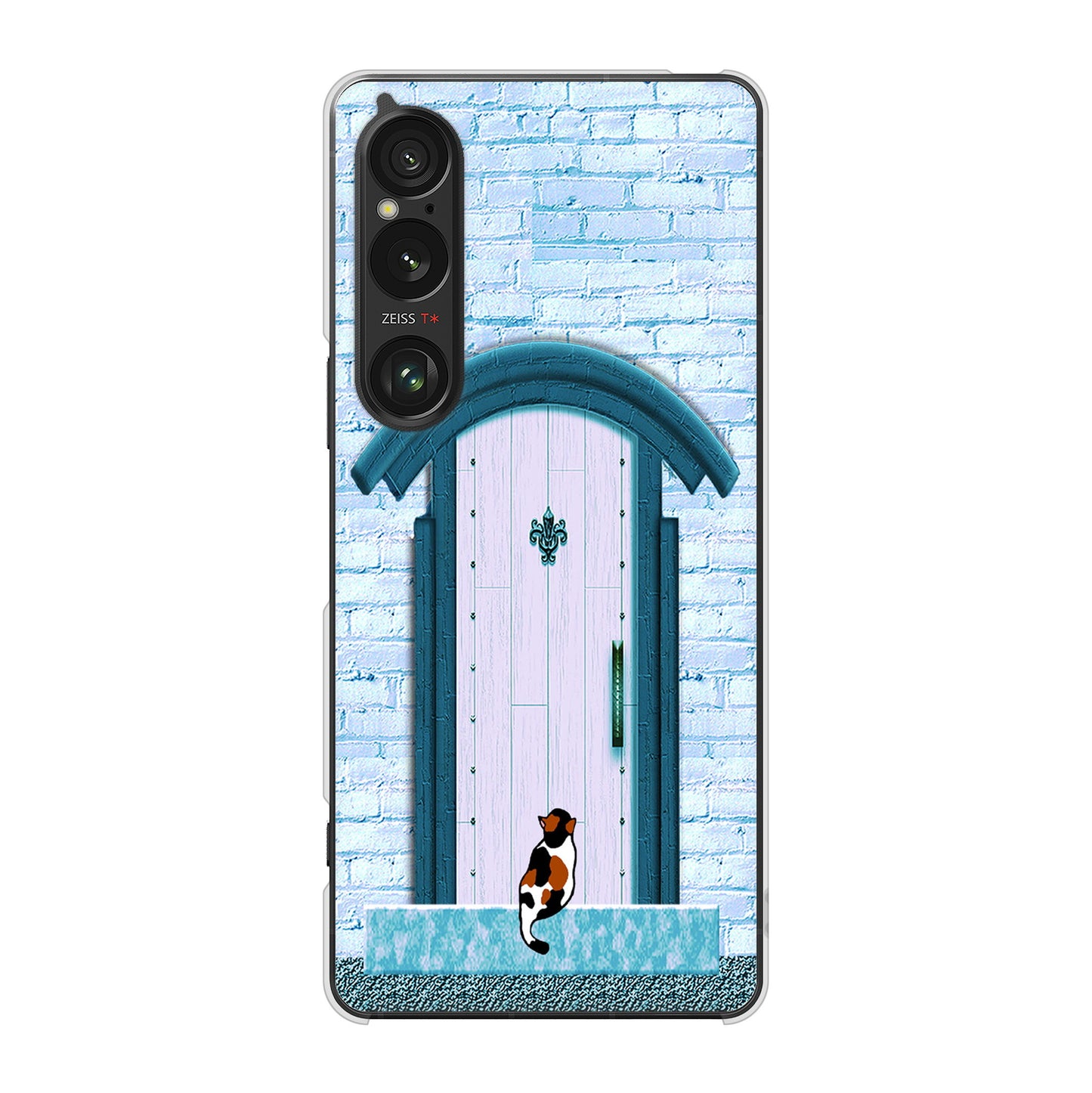 Xperia 1 VI A401SO SoftBank 高画質仕上げ 背面印刷 ハードケース猫とドア