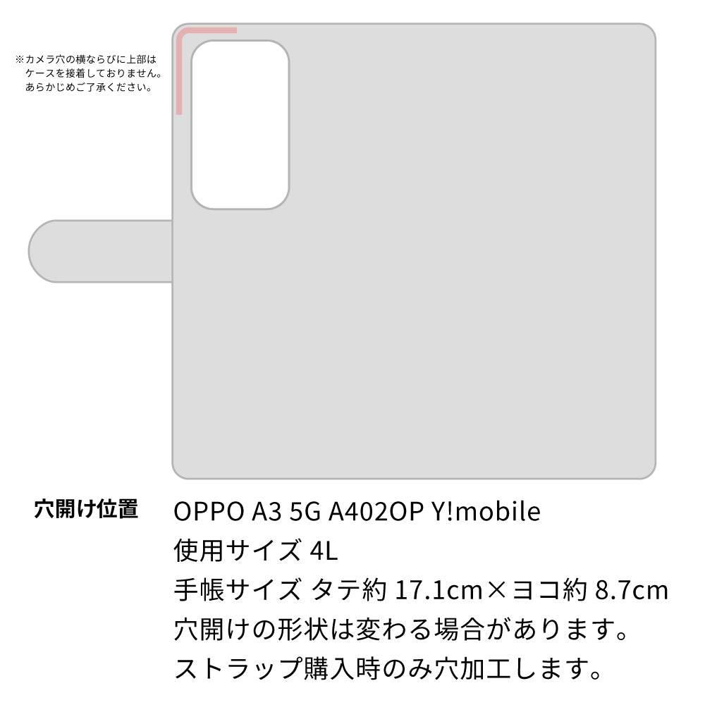 OPPO A3 5G A402OP Y!mobile 水玉帆布×本革仕立て 手帳型ケース 耐衝撃