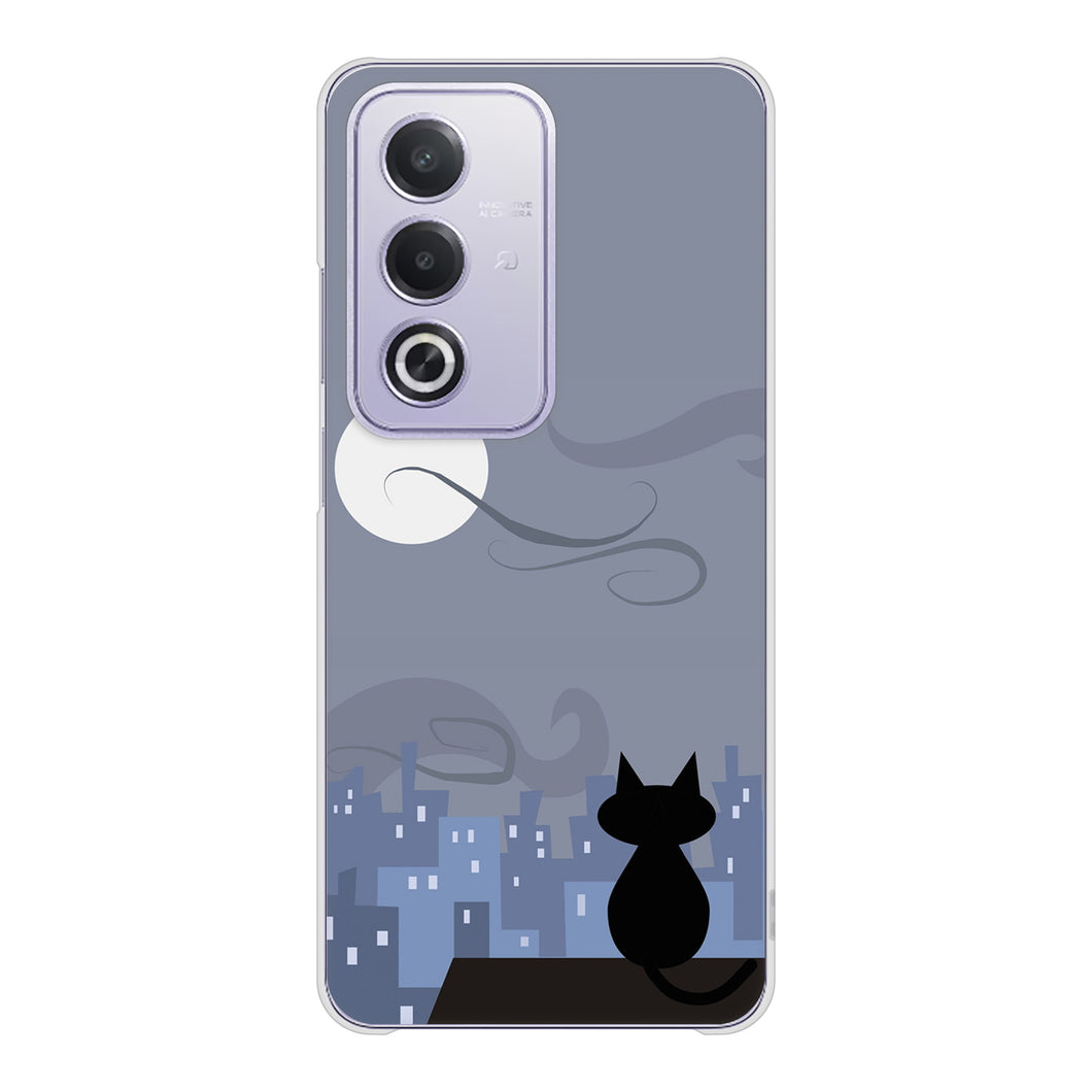 OPPO A3 5G A402OP Y!mobile 高画質仕上げ 背面印刷 ハードケース夜とネコ