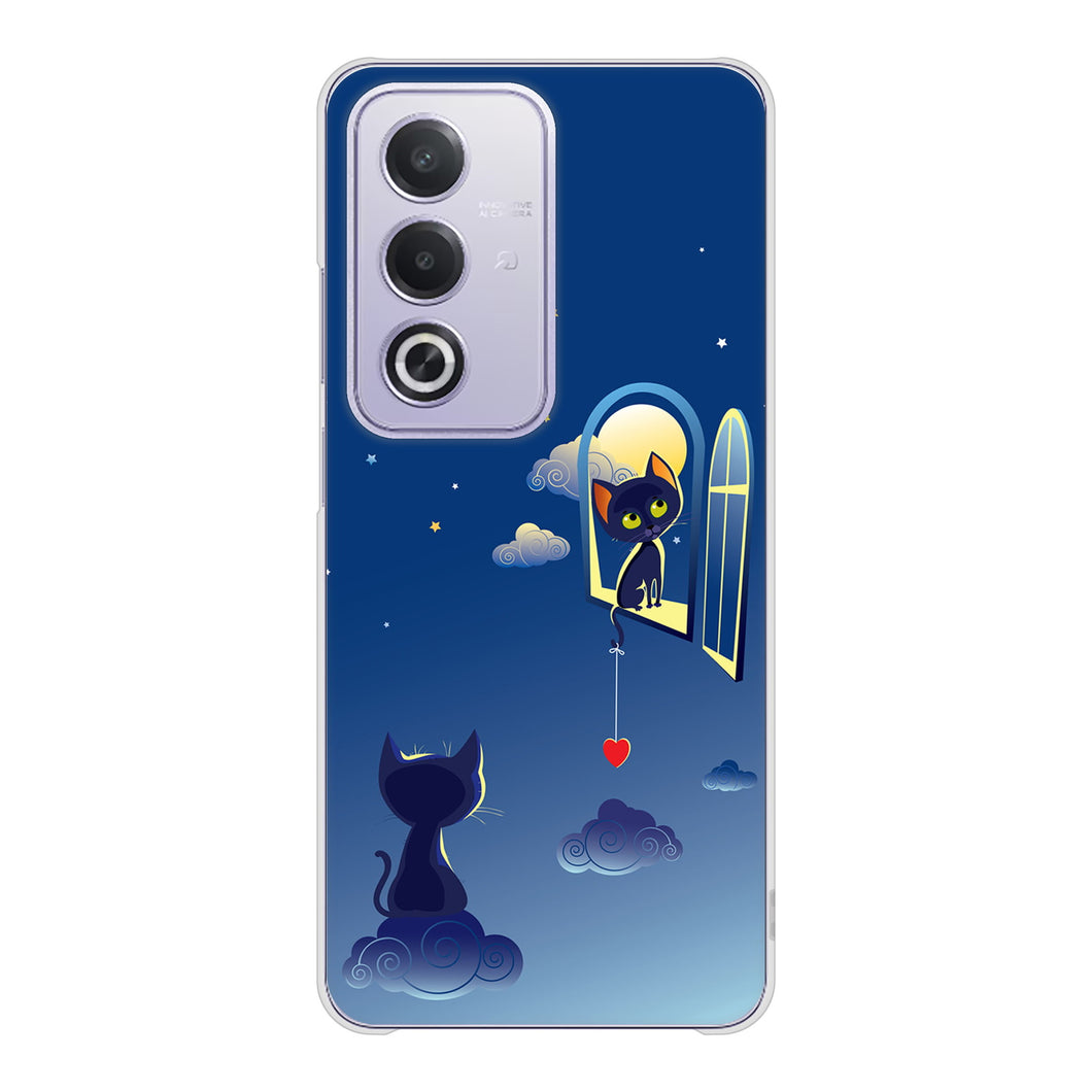 OPPO A3 5G A402OP Y!mobile 高画質仕上げ 背面印刷 ハードケース夜とネコ