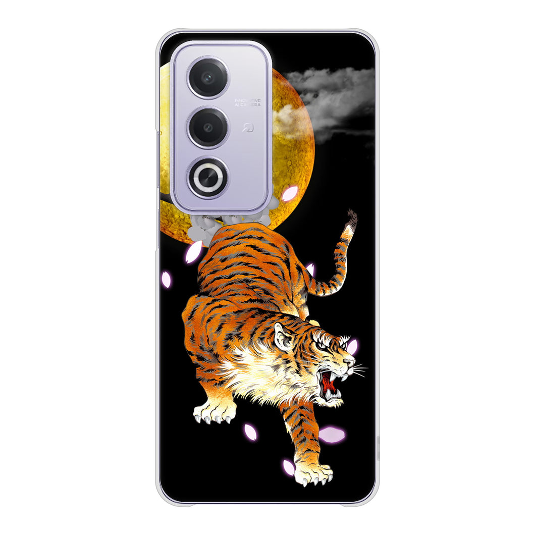 OPPO A3 5G A402OP Y!mobile 高画質仕上げ 背面印刷 ハードケース月とタイガー
