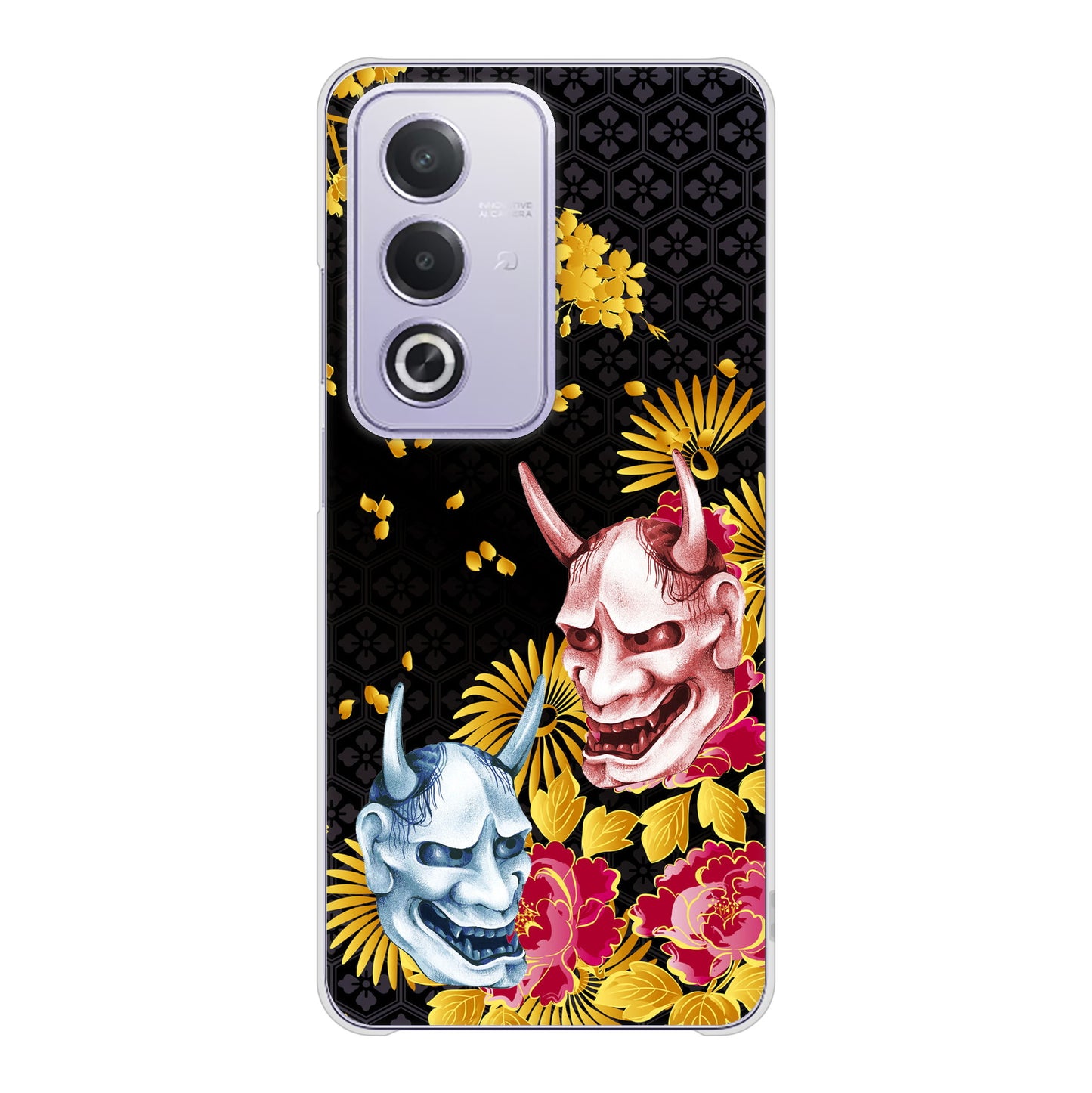 OPPO A3 5G A402OP Y!mobile 高画質仕上げ 背面印刷 ハードケース 【1024 般若と牡丹2】
