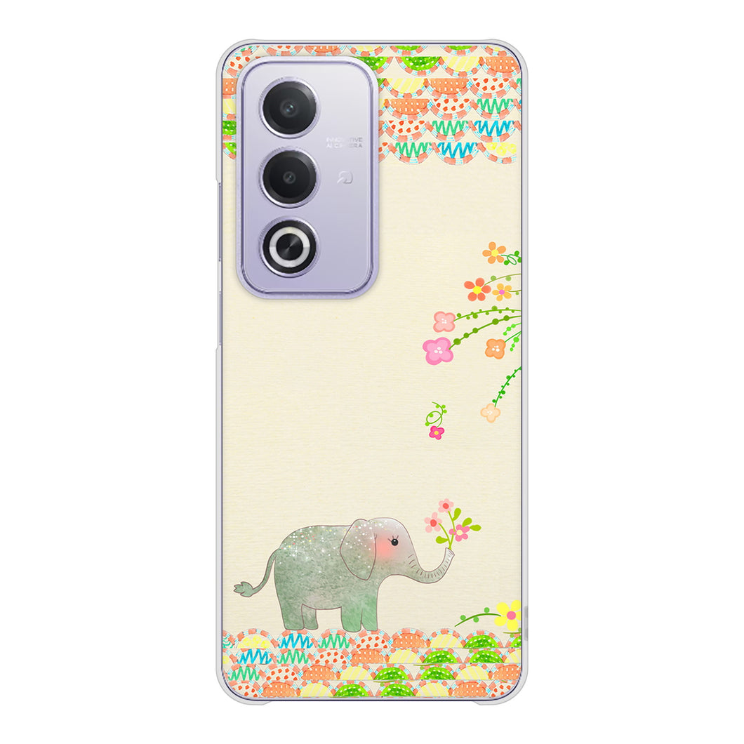 OPPO A3 5G A402OP Y!mobile 高画質仕上げ 背面印刷 ハードケース 【1039 お散歩ゾウさん】